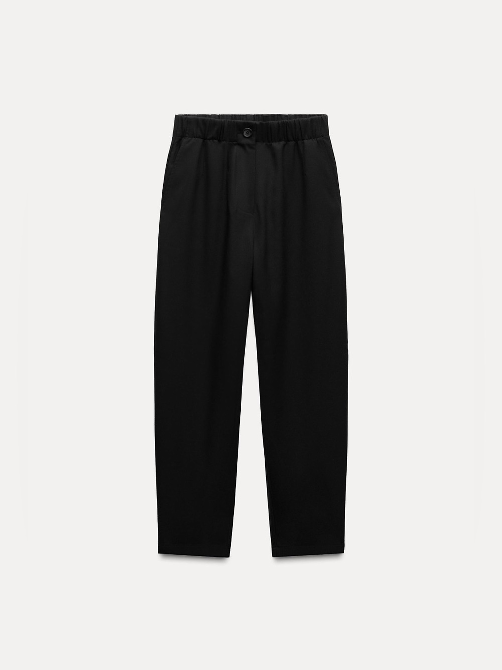 ZARA Black Flannel Pajama Style Pants Elastic High Waist Trousers Medium